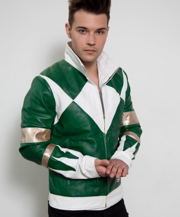 Green Power Ranger Leather Jacket MMPR Cosplay Costume Tommy Jason David Frank