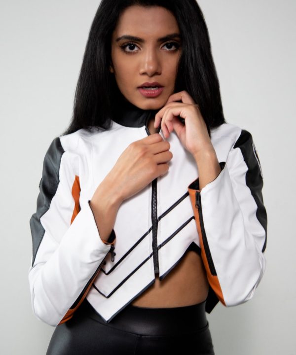 Womens Overwatch Mercy Crop Top Leather Jacket