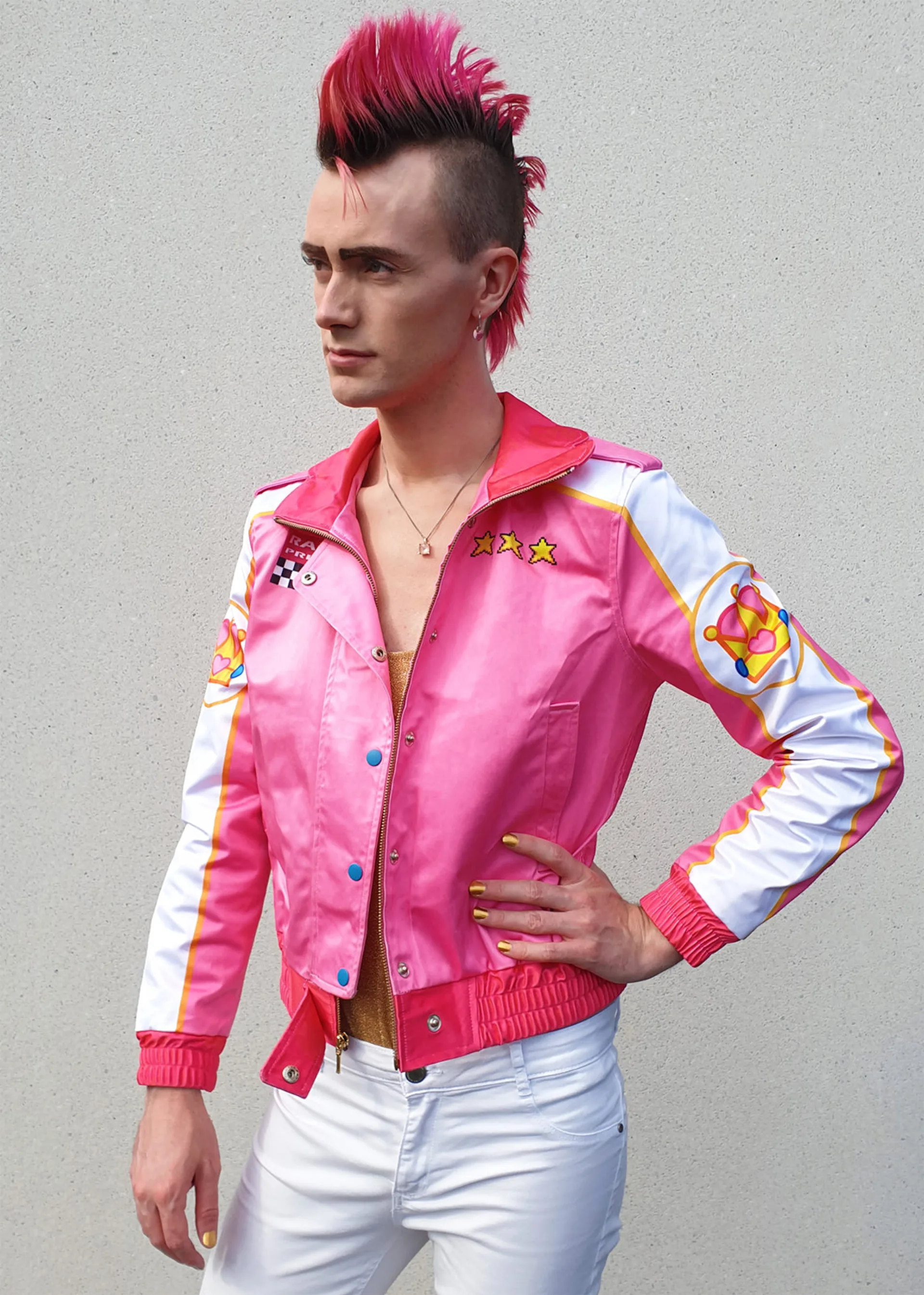 Mens Pink Racing Princess Bomber Jacket