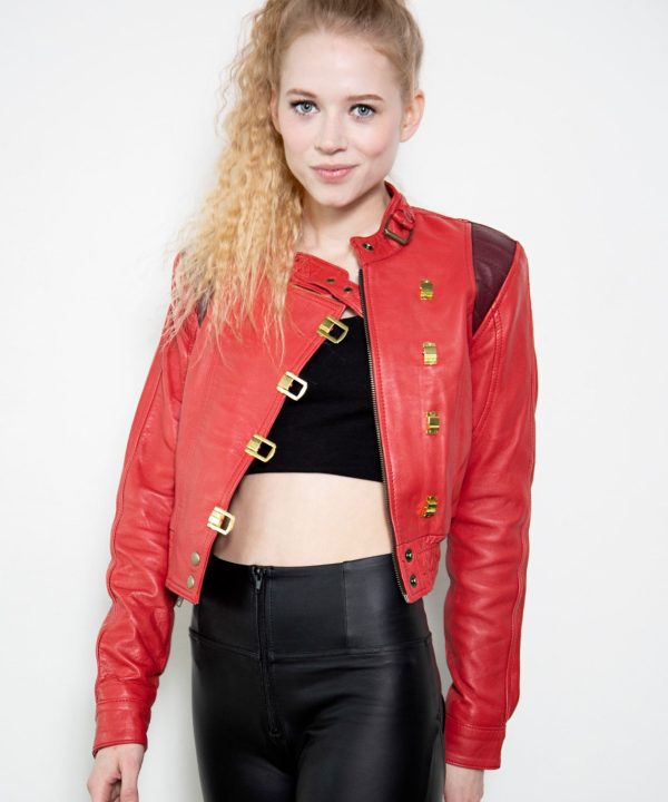 Womens Akira Red Leather Jacket Anime kaneda Crop Top anime film 1988 Bad for Education