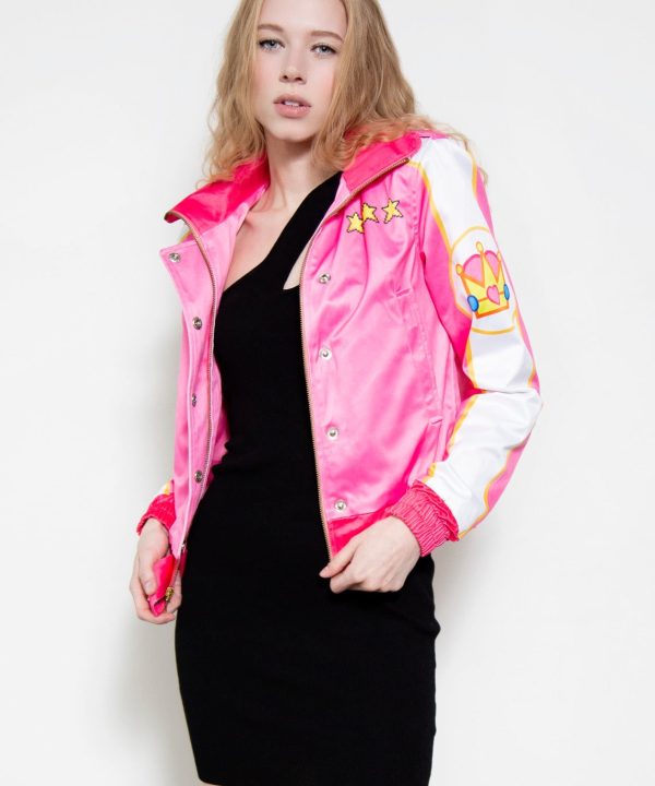 Womens Pink Peach Princess Bomber Jacket Super Mario Kart