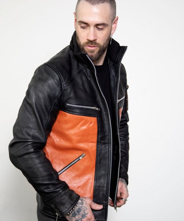 Mens Naruto Shippuden Orange Leather Jacket