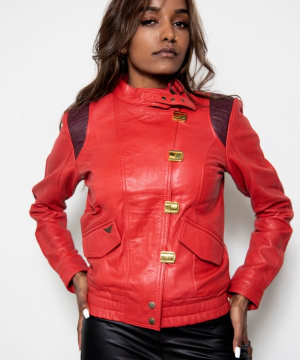 Womens Akira Red Leather Jacket Anime kaneda anime film 1988