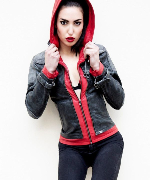 Womens Arkham Knight Red Hood Leather Jacket