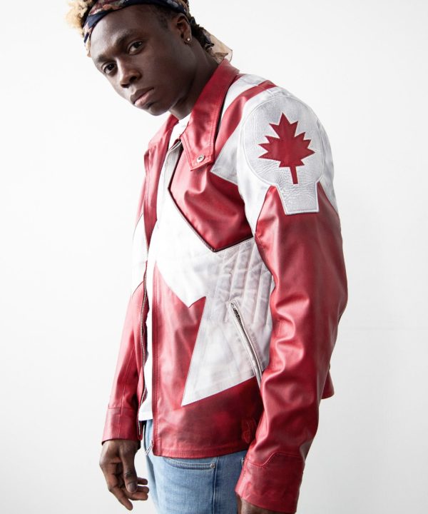 Mens Captain Canuck Comic Red Leather Jacket