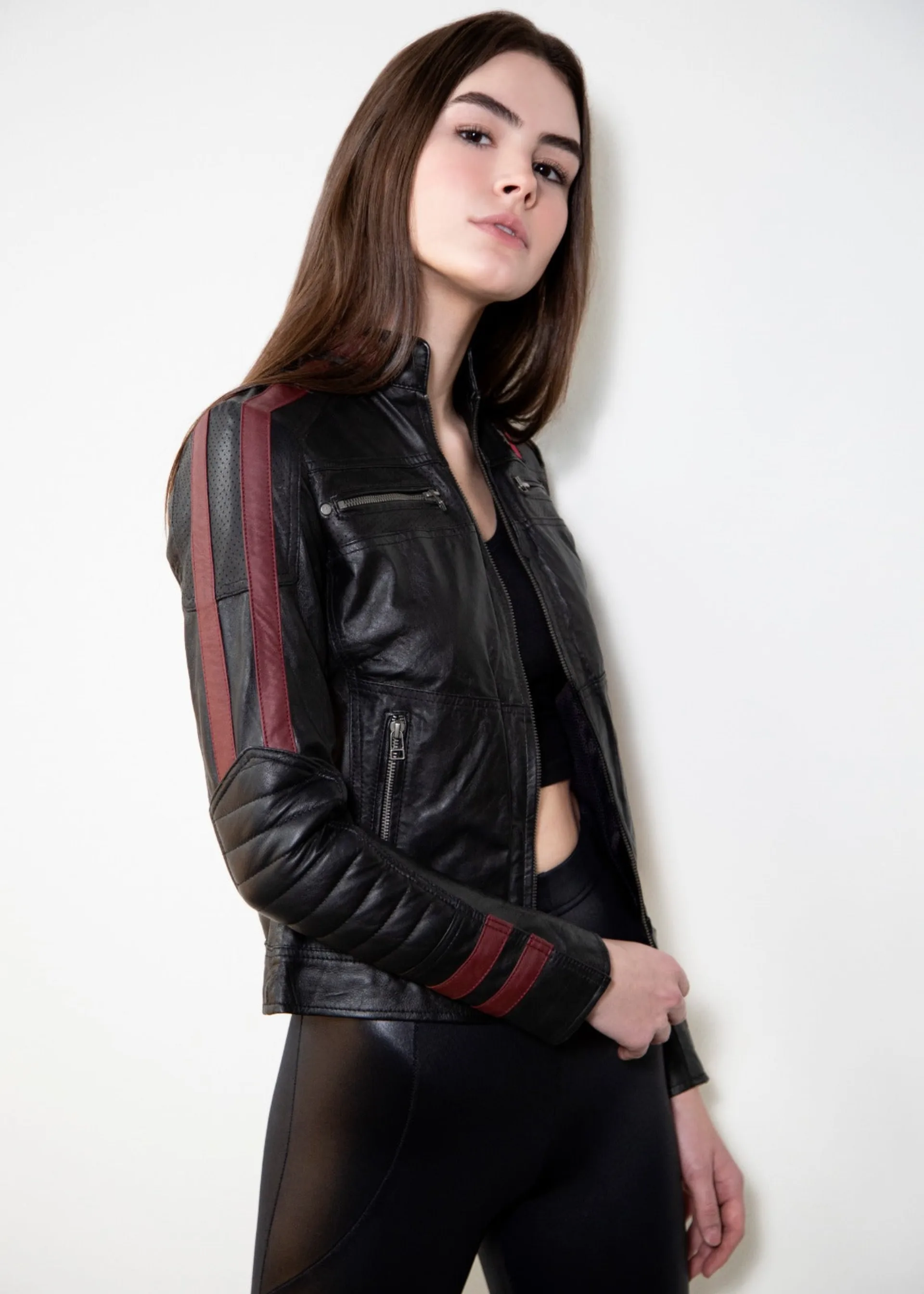 Womens N7 Mass Effect Black Leather Jacket Hoodie
