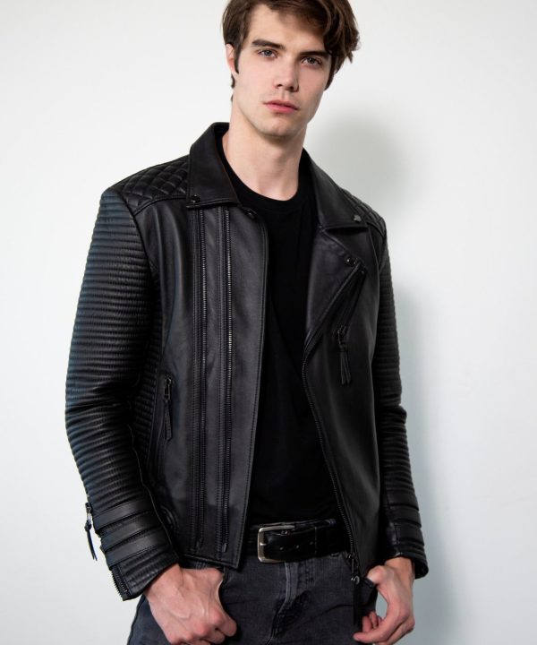 Mens Hawthorne Black Quilted Leather Jacket