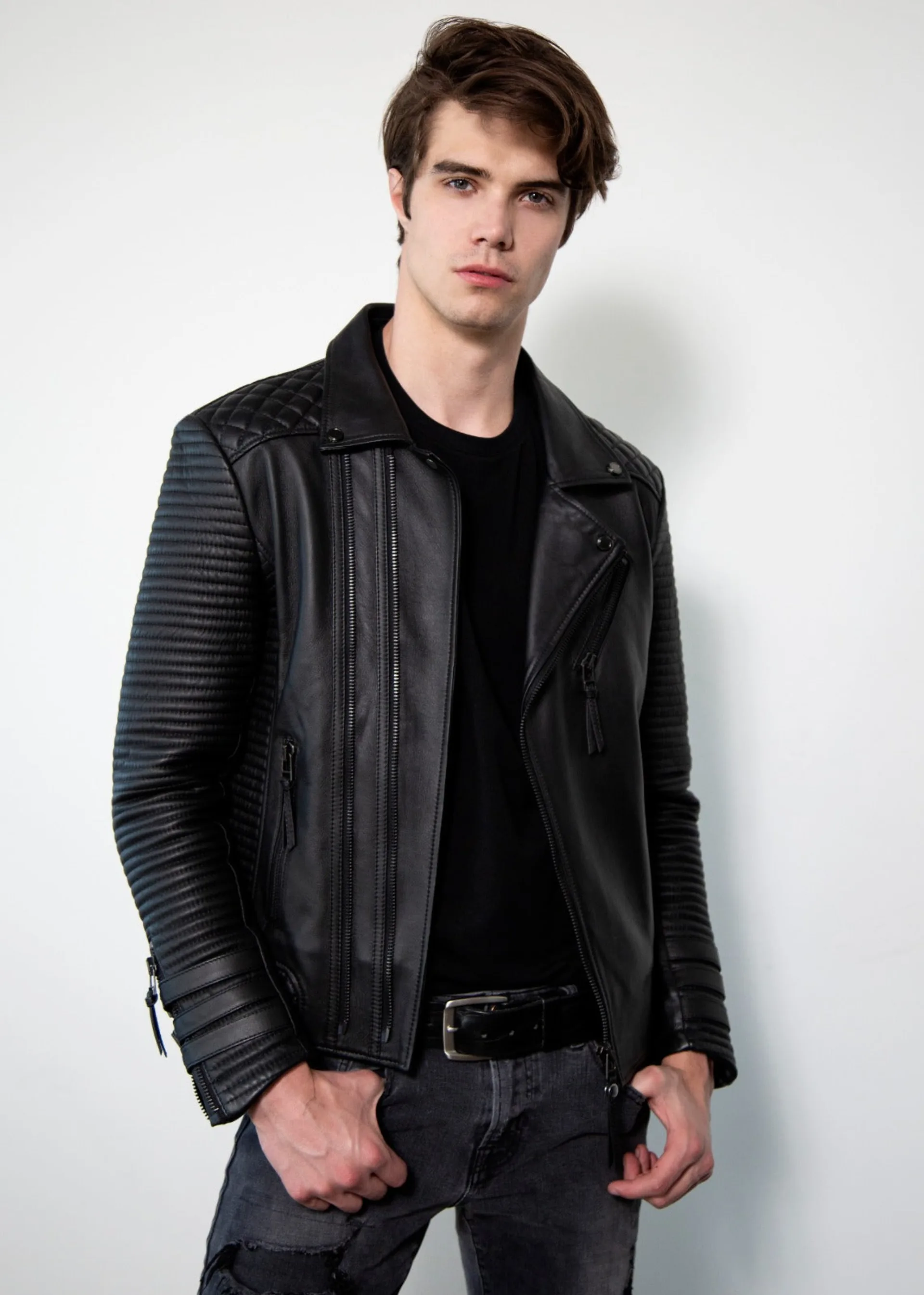 Mens Hawthorne Black Quilted Leather Jacket