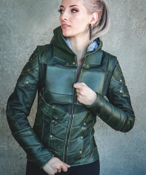 Womens Green Arrow Stephen Amell Leather Jacket