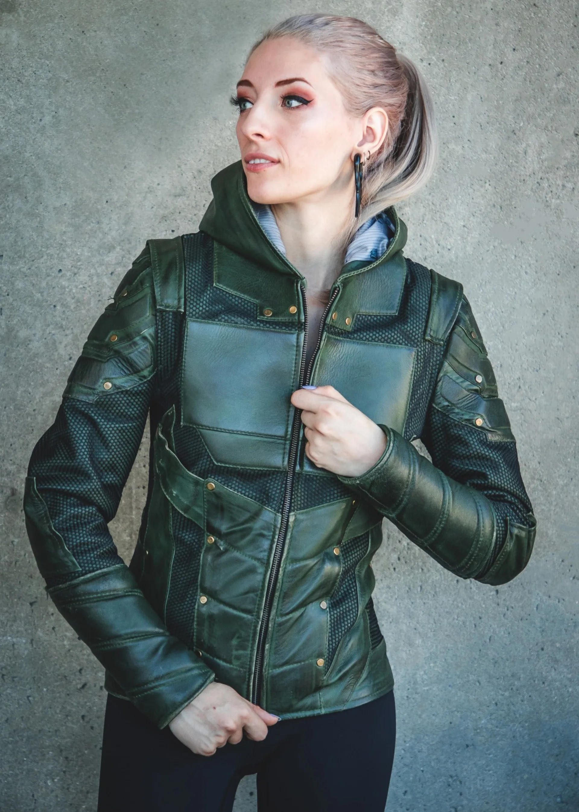 Womens Green Arrow Stephen Amell Leather Jacket
