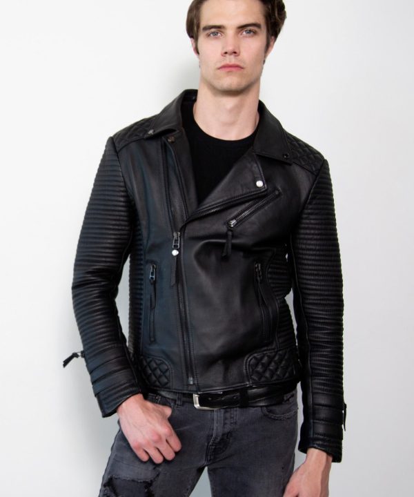 Mens Hawthorne Black Quilted Leather Jacket