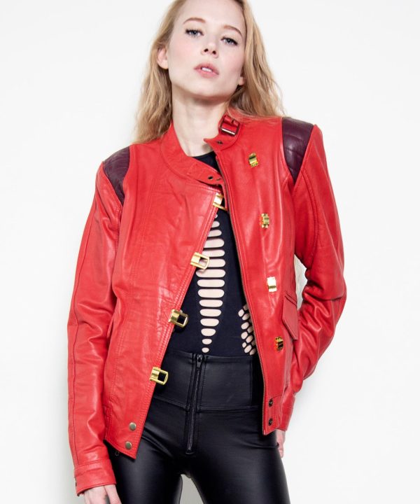 Womens Akira Red Leather Jacket Anime kaneda anime film 1988