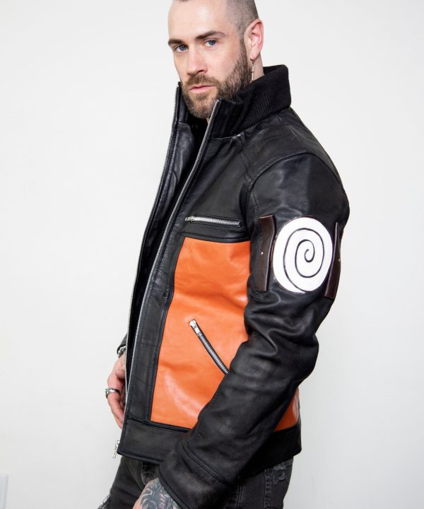 Mens Naruto Shippuden Orange Leather Jacket Gear Otaku
