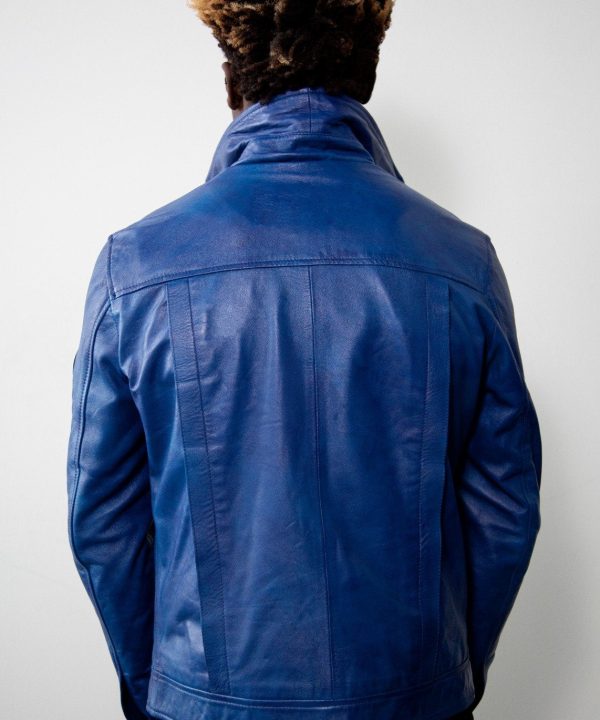 Mens Capsule Corp Dragon Ball Z Future Trunks Leather Jacket Blue