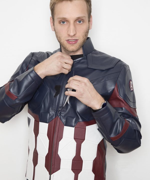 Mens Captain America Leather Jacket Avengers Age of Ultron