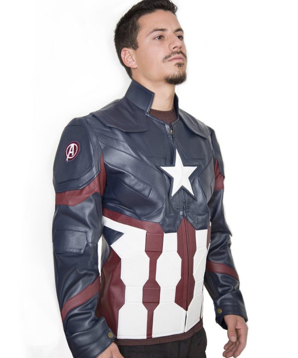 Mens Captain America Leather Jacket Avengers Age of Ultron