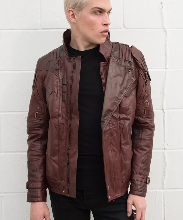 Mens Guardians of The Galaxy Star Lord Leather Jacket