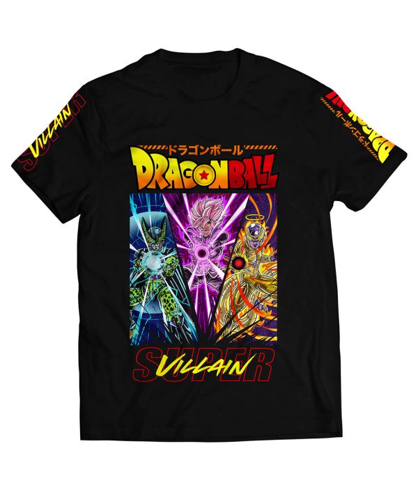 dragon ball z villains cell goku frieza black graphic t-shirt