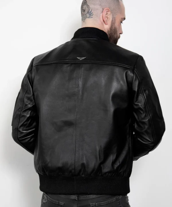 enimen rapper black leather bomber jacket