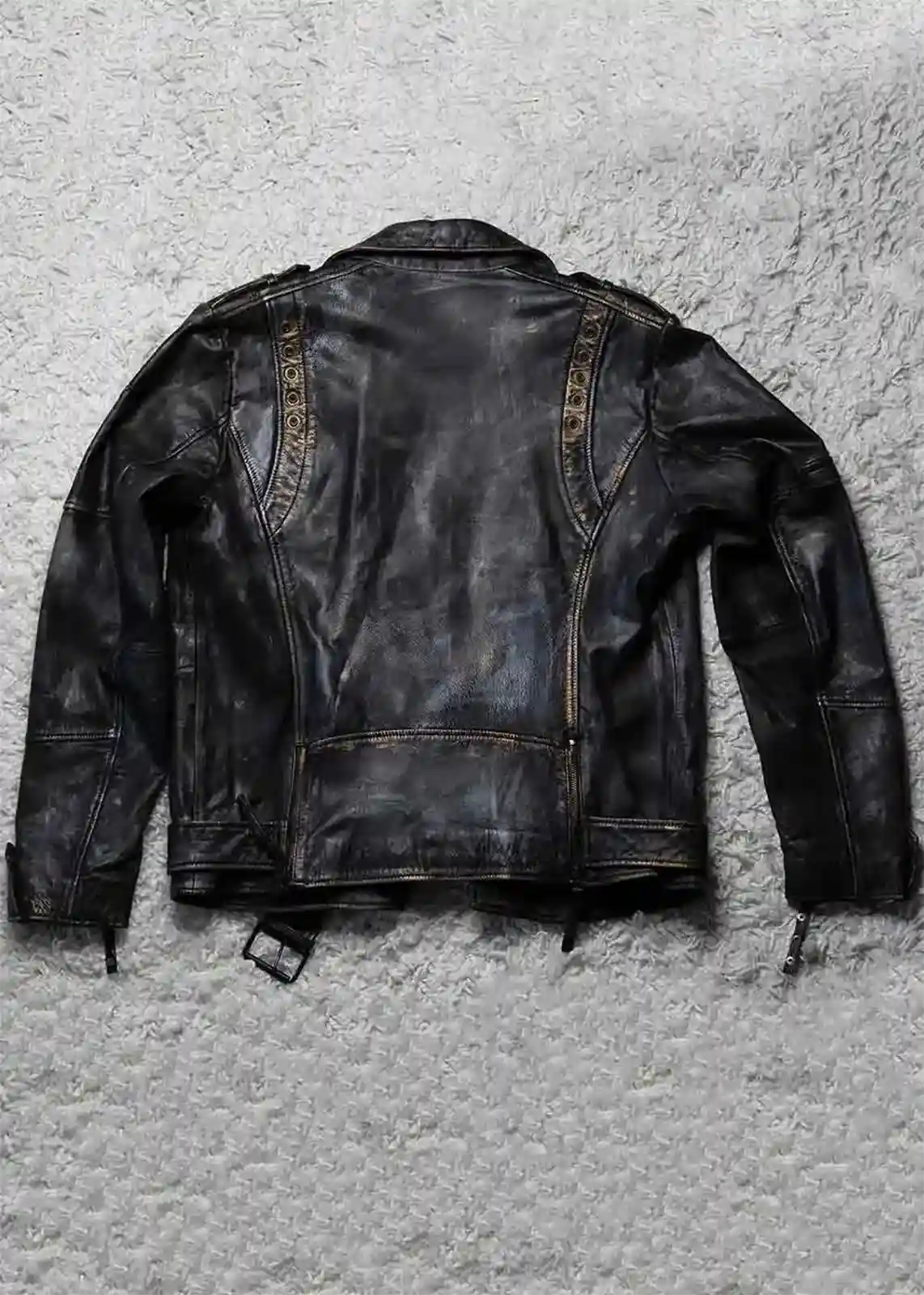 Mens Hand-Painted Bronze Zippered Leather Jacket