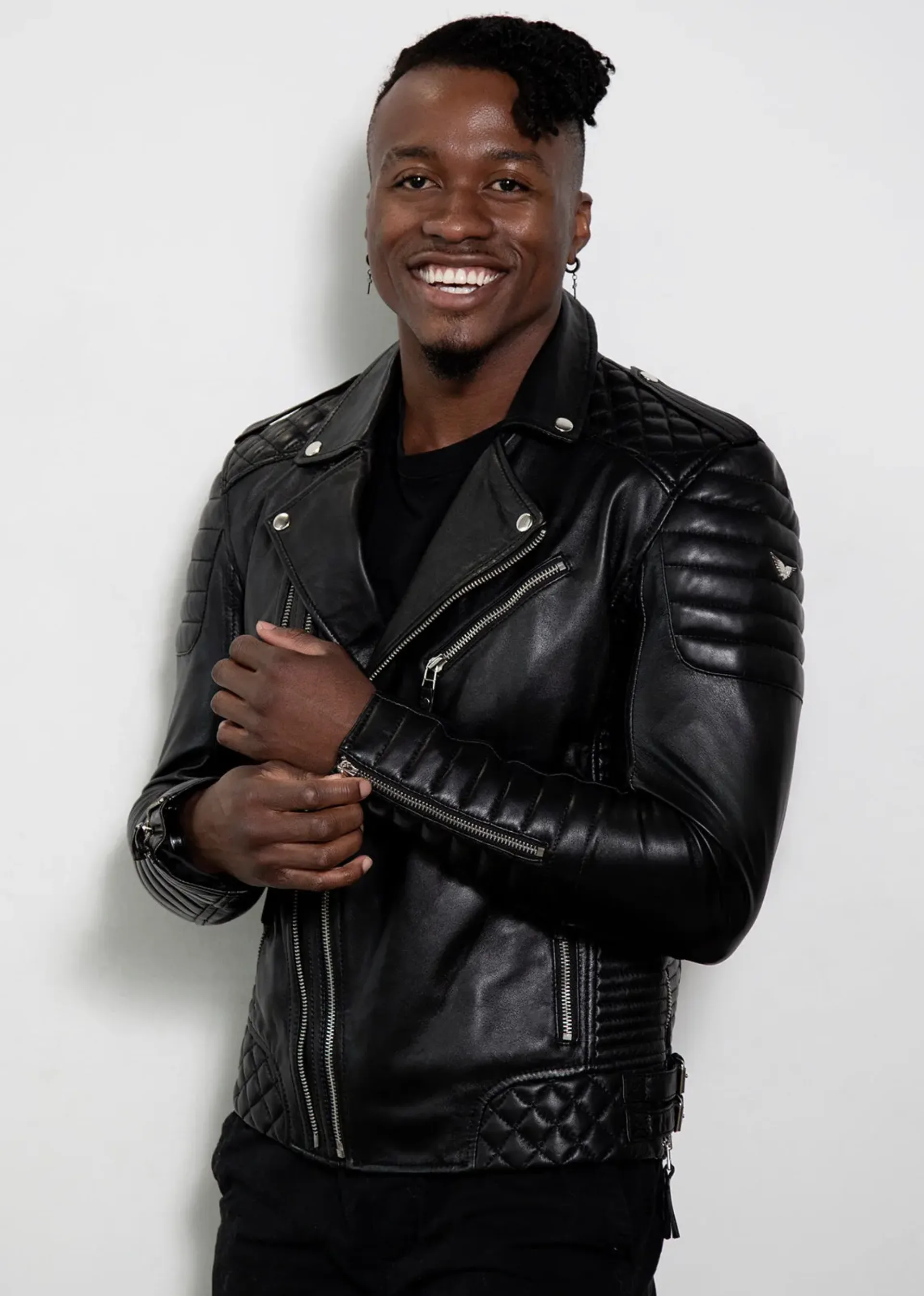 black casual style leather jacket mens