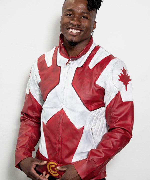 captain canuck red white canada real leather jacket
