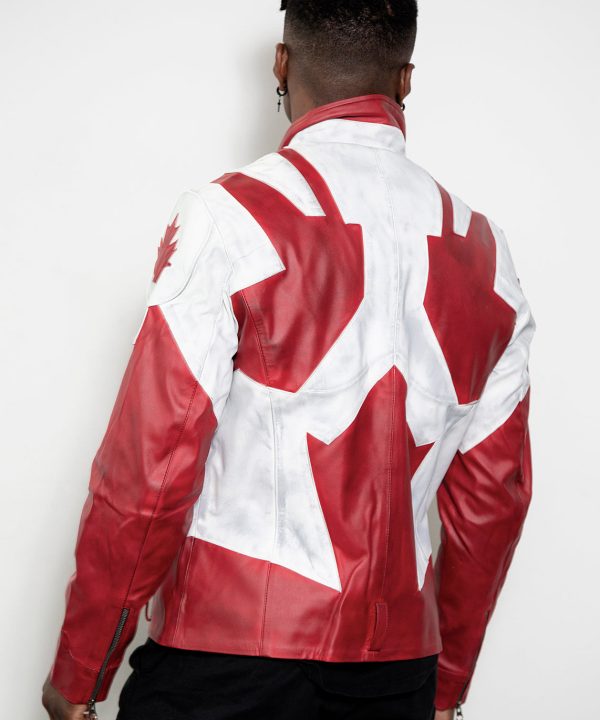 red white captain canada canuck genuine leather jacket