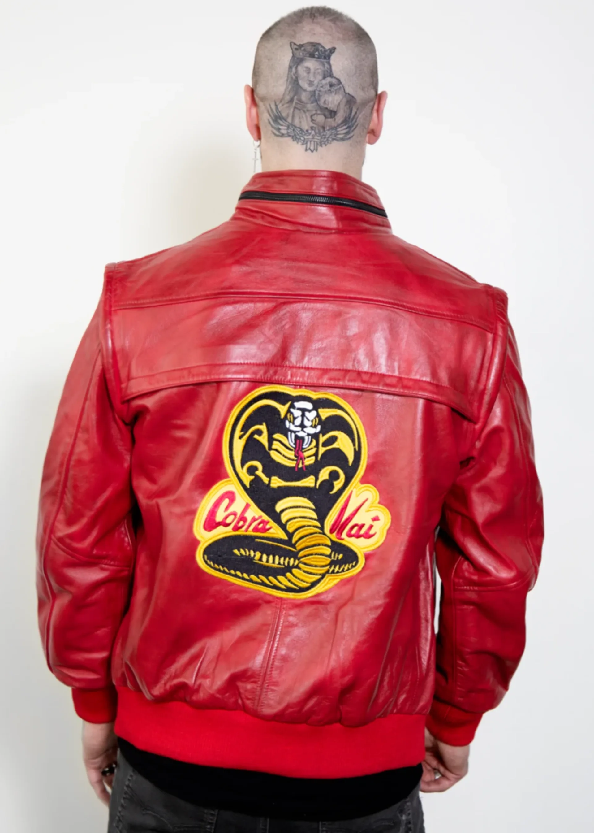 johnny lawrence red cobra kai leather jacket