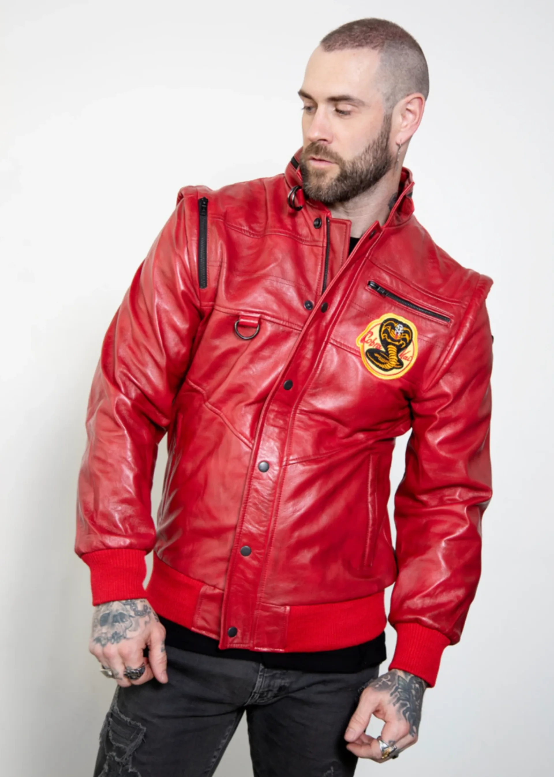 cobra kai baseball varsity bomber leather jacket