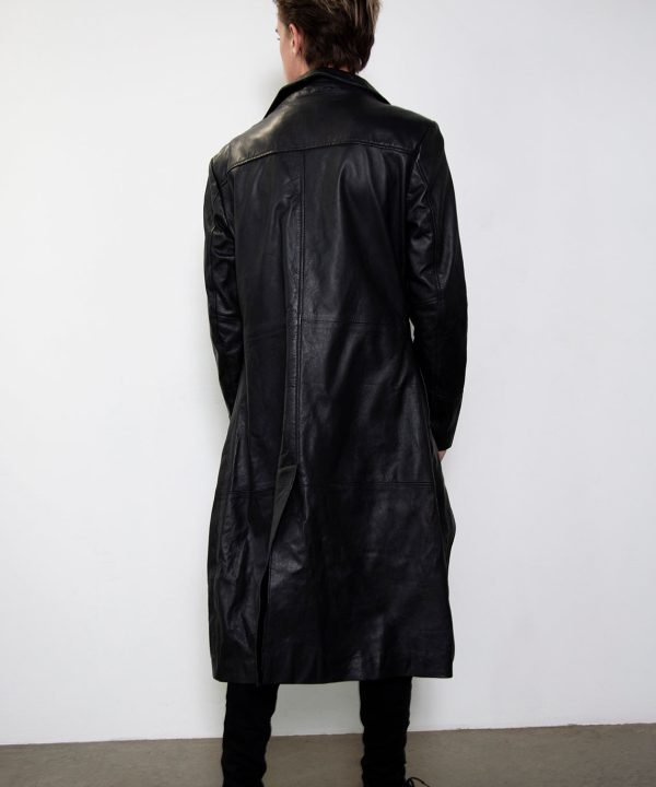 frank castle black punisher skull trench coat real leather