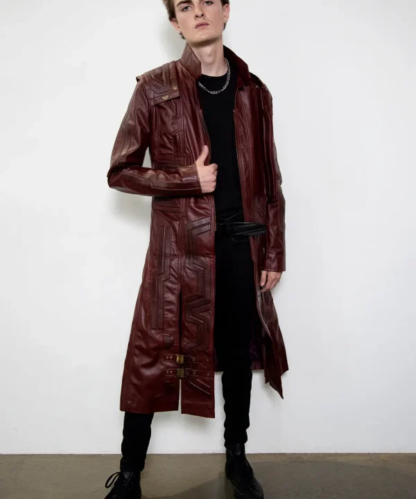 starlord chris pratt guardians of theb galaxy leather trench coat