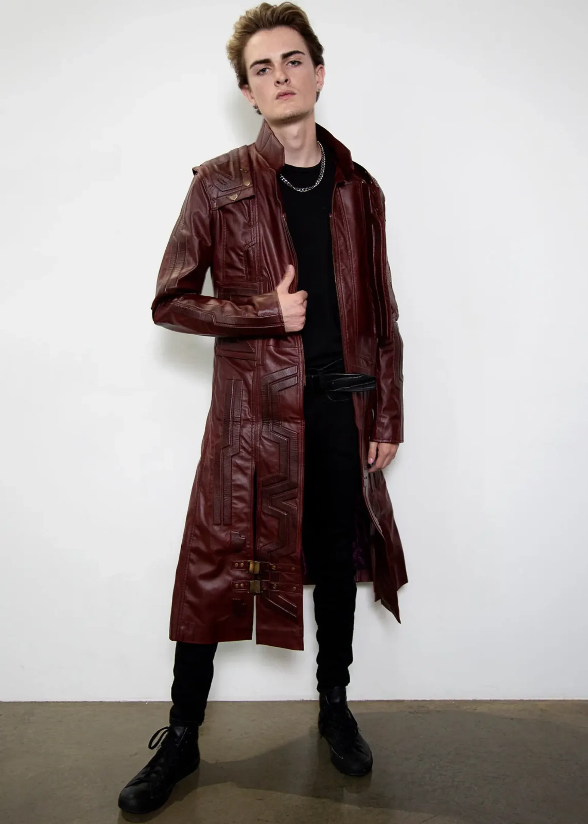 starlord chris pratt guardians of theb galaxy leather trench coat