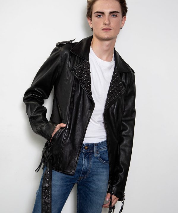 black studded leather jacket rebel biker