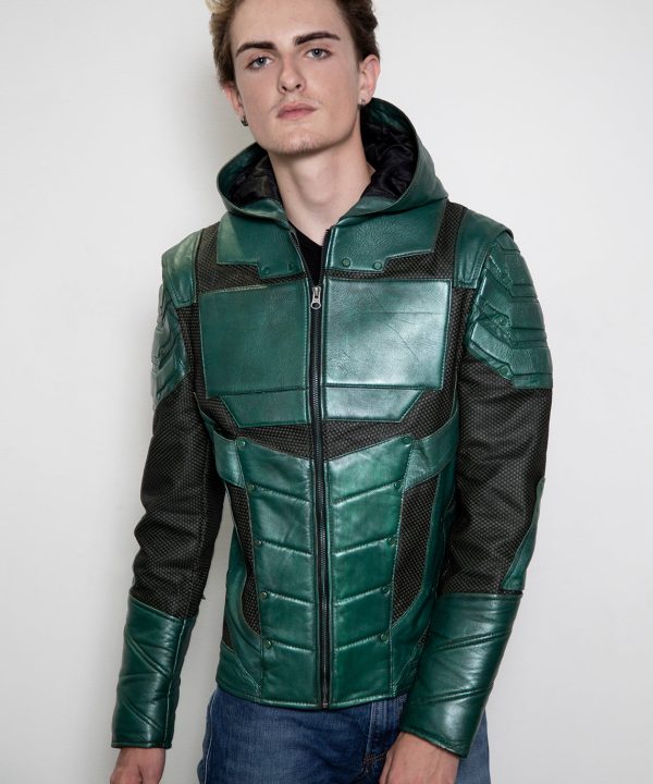 handpainted green arrow chrome metallic leather jacket limited edition