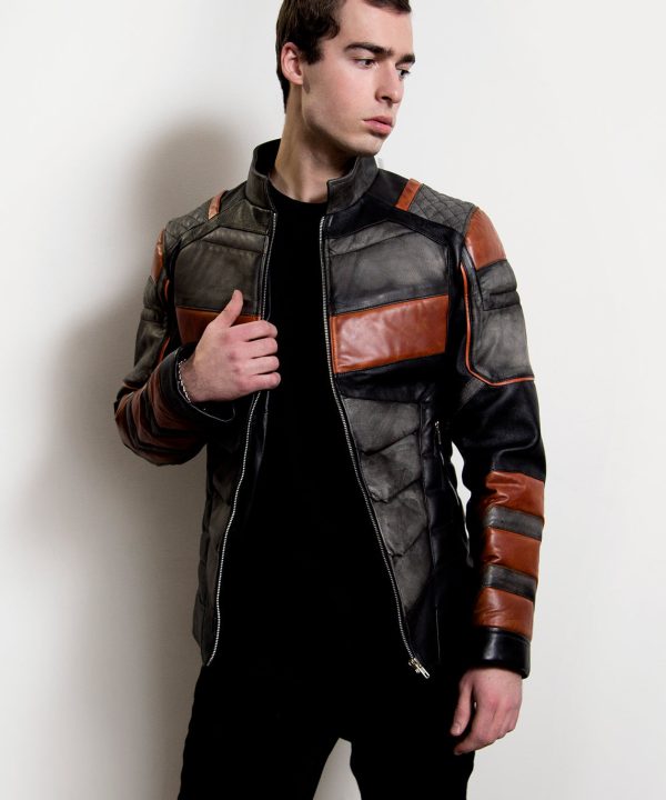 deathstroke titans orange moto leather jacket
