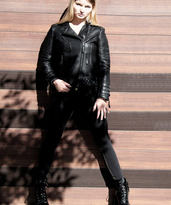 womens rebel black real leather jacket biker