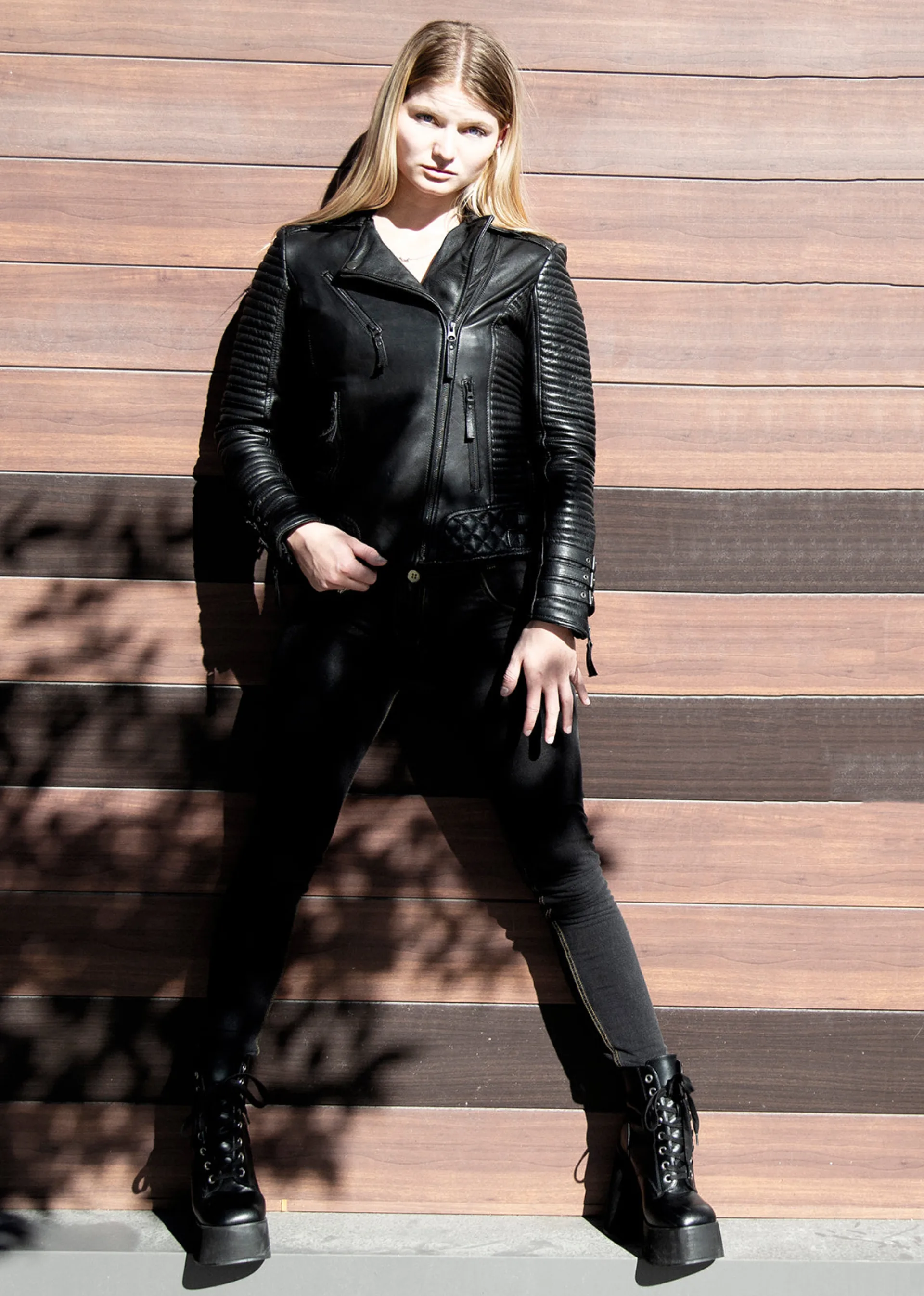 womens rebel black real leather jacket biker