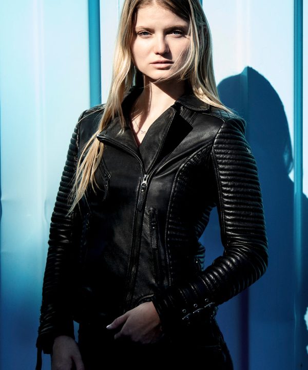 black vegan leather moto jacket for womens