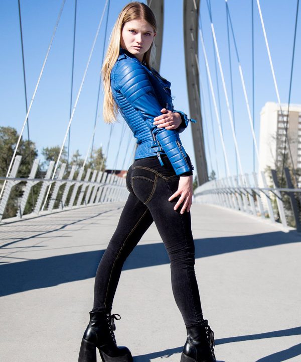 Women's Blue Moto Jacket