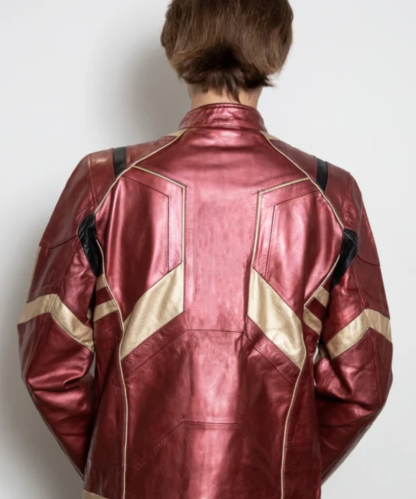 iron man avengers armor red & gold leather jacket