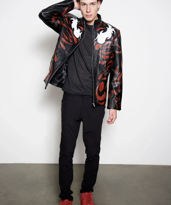 venom vs carnage black and red real leather moto biker jacket tom hardy