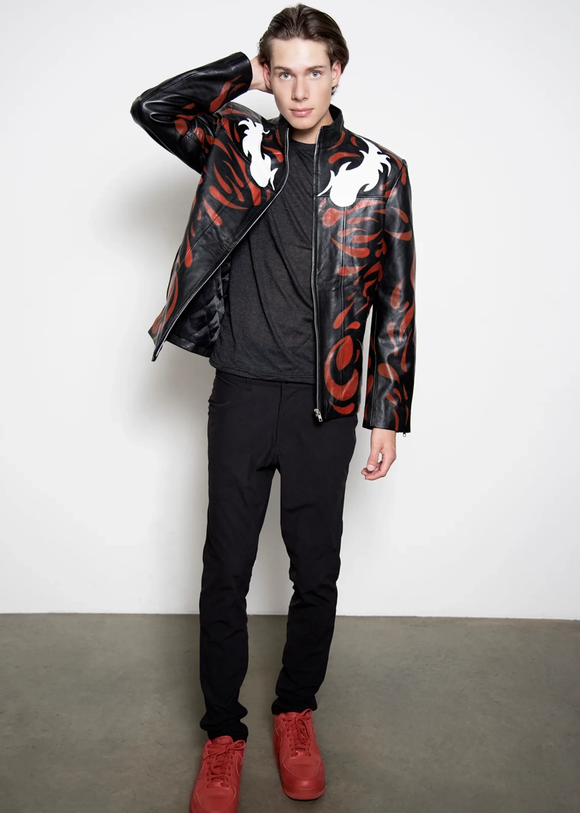 venom vs carnage black and red real leather moto biker jacket tom hardy