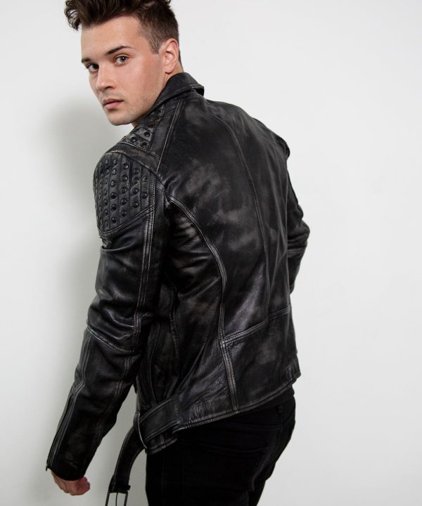 black punk rock studded leather jacket