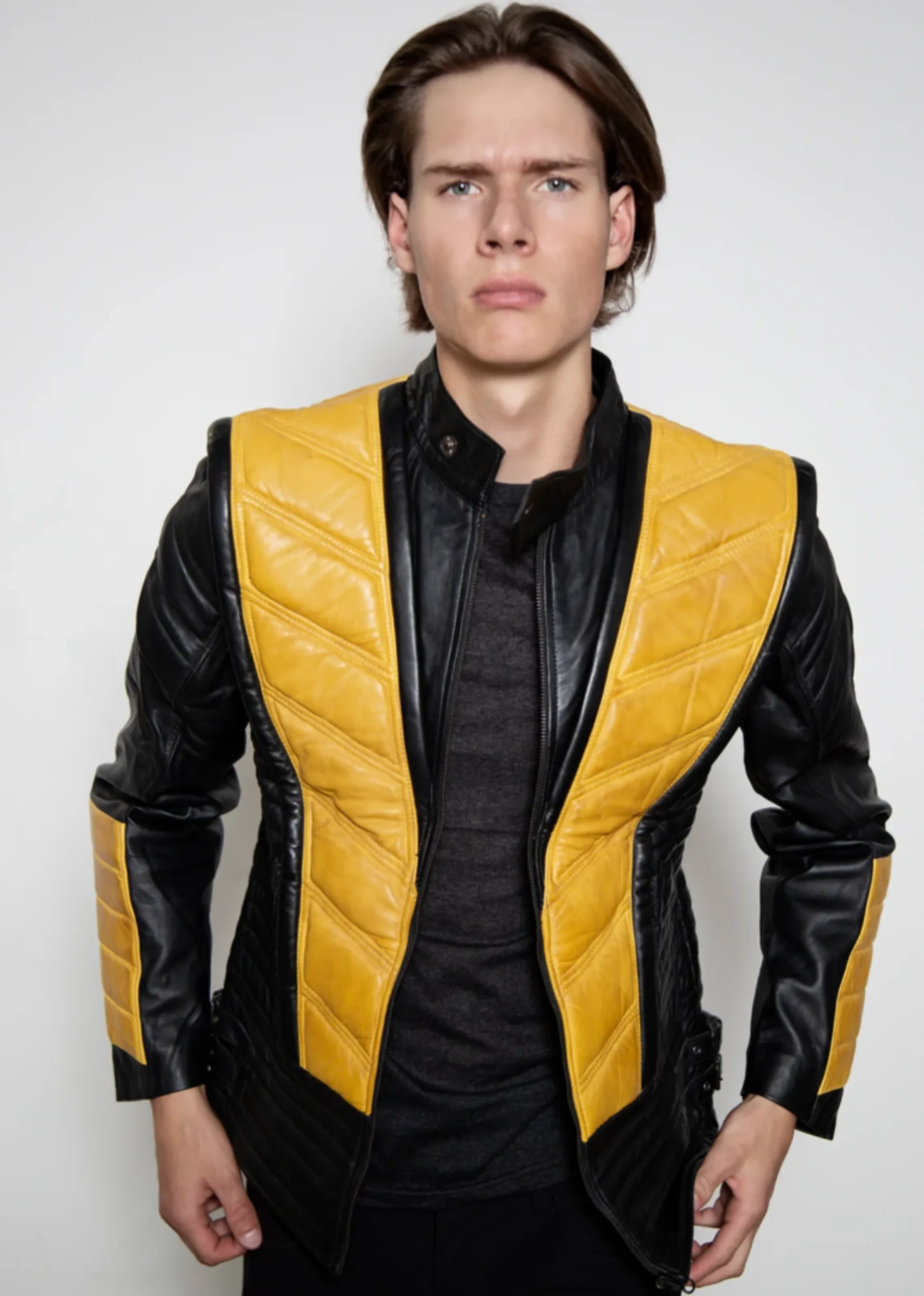 mortal kombat ninja scorpion yellow black leather jacket costume