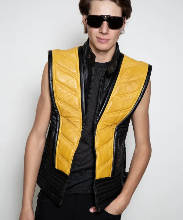 Scorpion mortal kombat classic Skin Costume yellow real leather cosplay jacket scorpion mortal kombat costume