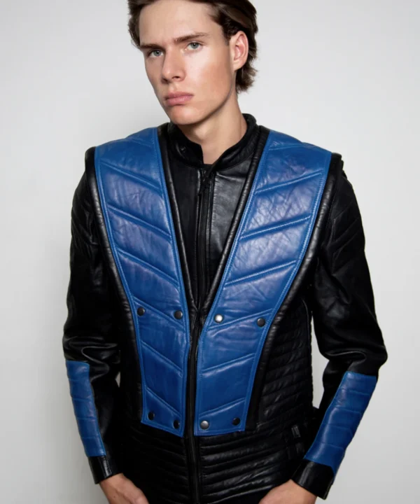 mens sub zero mortal kombat black leather jacket
