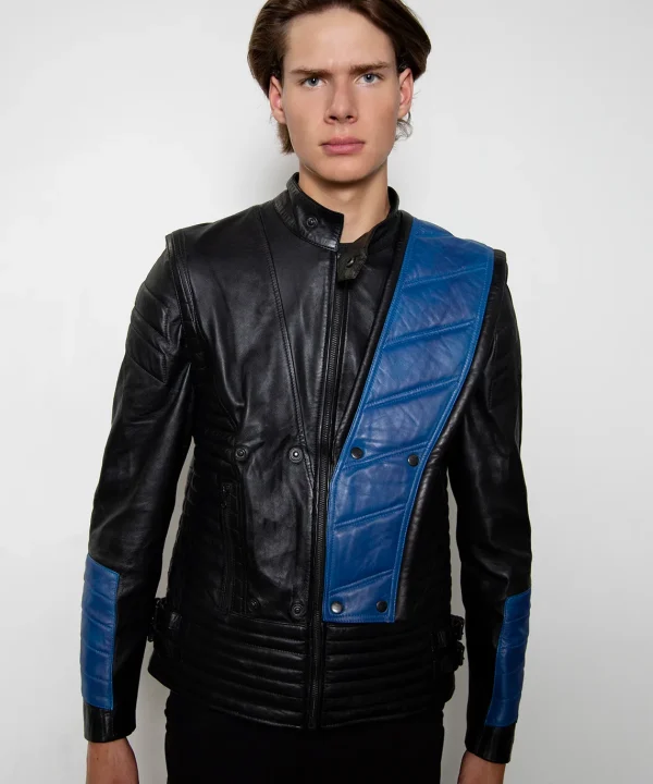 sub zero motorcycle real leather jacket blue