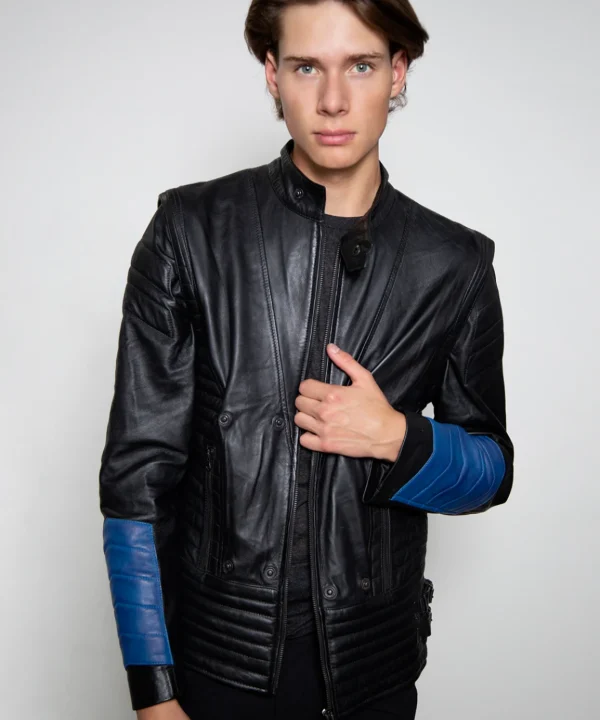 sub zero premium cosplay genuine leather jacket blue black