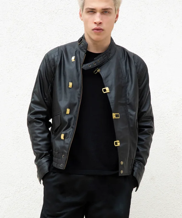 Mens Akira Kaneda Black Leather Jacket Front