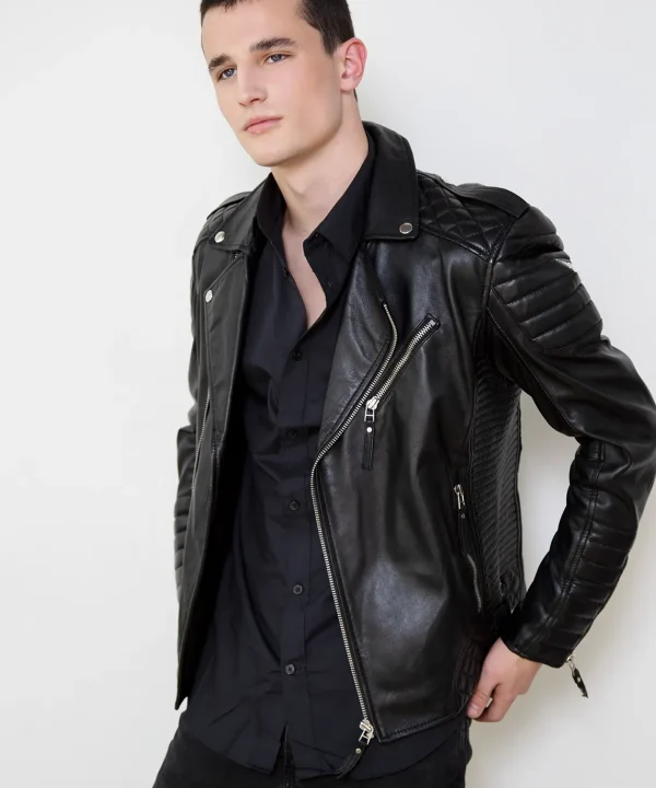black moto leather jacket for mens